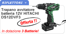 Trapano avvitatore 3 batterie Hitachi DS12DVF3
