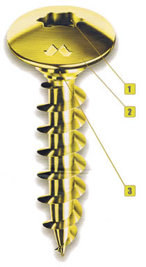 Viti Panel-Vit FC Gialle TX A Testa Fungo Con Collare - Per Fissare Cerniere E Bandelle In Legno