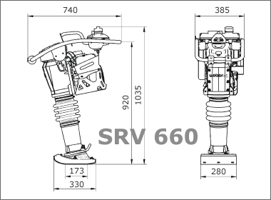 Dimensioni vibrocostipatore SRV 660 Weber