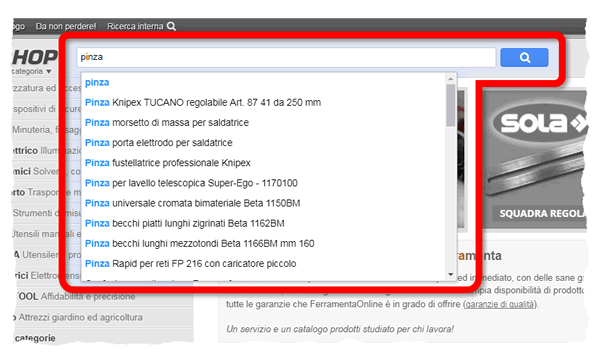 Box ricerca ferramenta