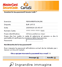 3D Secure inserimento password