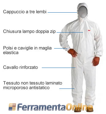 3M 4545 Indumento Di Protezione Monouso Con Cappuccio Taglia