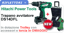 Trapano avvitatore reversibile in trolley con accessori DS14DFL