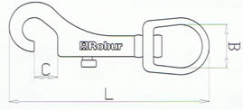 Dimensioni moschettone a gancio con girello e sicura art. 8267 Robur