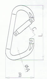 Dimensioni moschettone trapezoidale art. 8278 Robur