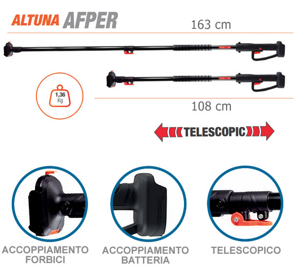 Asta telescopica Afper Altuna a batteria
