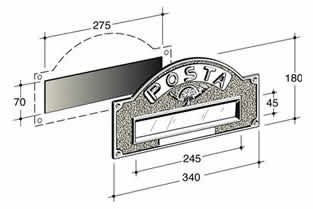 Dimensioni buca per lettere in ottone