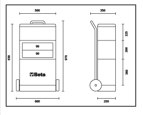 Carrello portautensili BETA - dimensioni