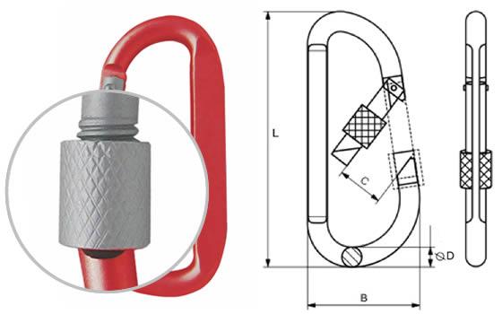 Moschettone con ghiera alluminio colorato