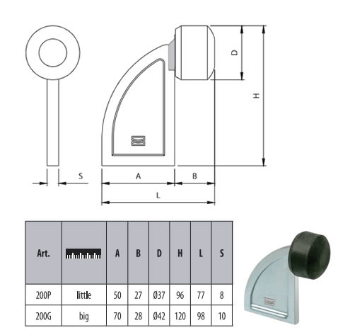 Paracolpo gomma-Dimensioni
