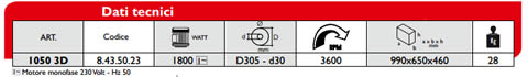 Dati tecnici Troncatrice 1050 3D Femi