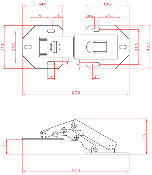 Dimensioni cerniera 5200