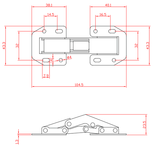 Dimensioni cerniera 5600