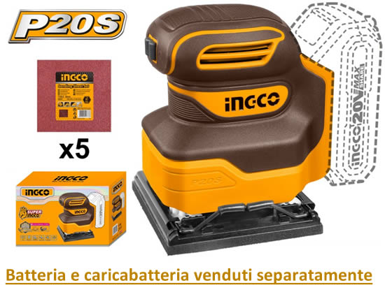 Levigatrice a batteria 20V CSHSLI2014 Ingco