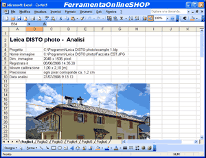 Export dati rilievo in Excel