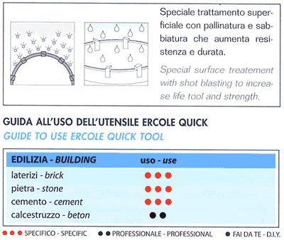 Caratteristiche tecniche frese diamantate ERCOLE