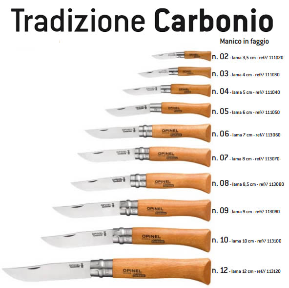 Opinel coltello lama carbonio Opinel Carbonio lama acciaio temperato