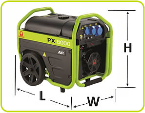 Dettagli dimensioni generatore PX4000_ Pramac