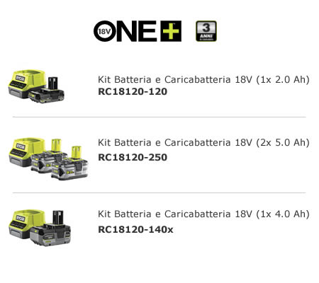 Kit batterie e caricabatterie Ryobi