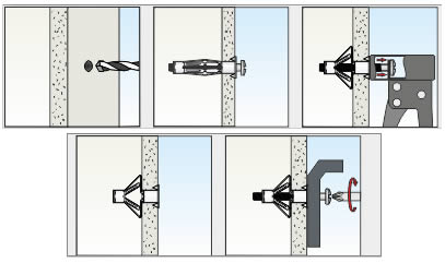 Schema fissaggio tasselli cartongesso HP01