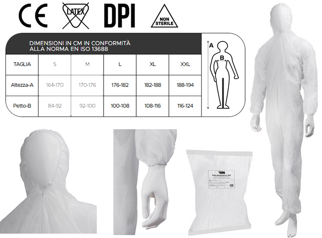 Tuta TNT monouso con cappuccio