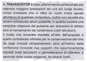 Istruzioni Travasostop