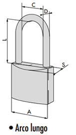 Dimensioni lucchetto Cisa arco lungo