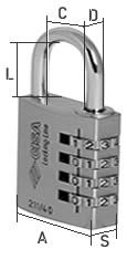 Dimensioni lucchetto Cisa a combinazione