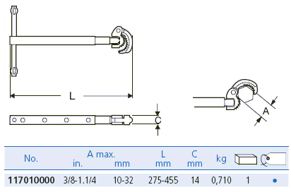 Dimensioni pinza per lavello snodabile