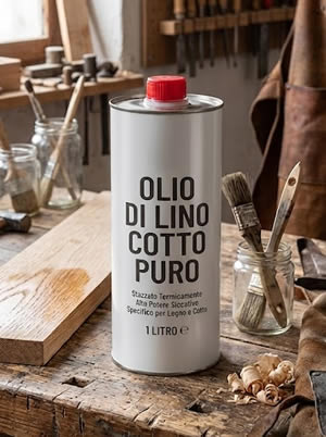 Latta di olio lino cotto da 1 litro