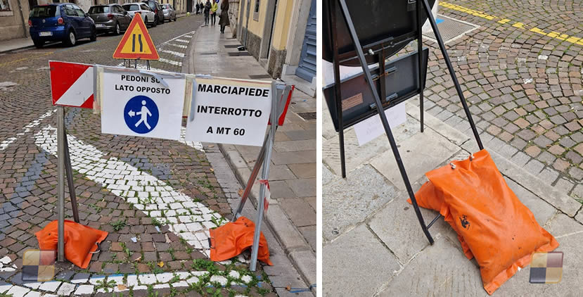 Sacchetti zavorra per cavalletti segnaletica stradale
