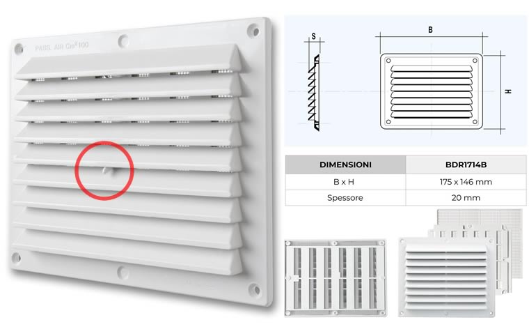 Griglia aerazione chiudibile con dosatore