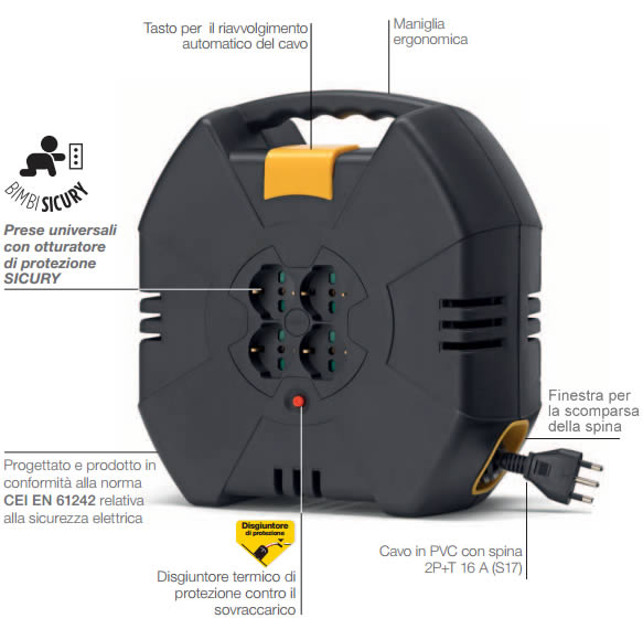 Avvolgicavo elettrico Vimar cod.OP32721