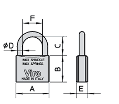 Dimensione lucchetti inox Viro