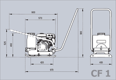 Dimensioni piastra vibrante CF1