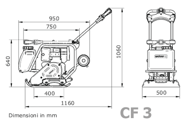 Dimensioni piastra vibrante CF3