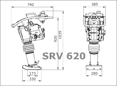 Dimensioni vibrocostipatore SRV 620 Weber