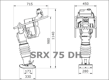 Dimensioni vibrocostipatore SRX 75 DH Weber